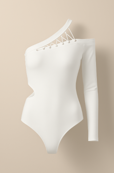 Body Feminino Ombro Único com Tiras - Branco - Tamanho M