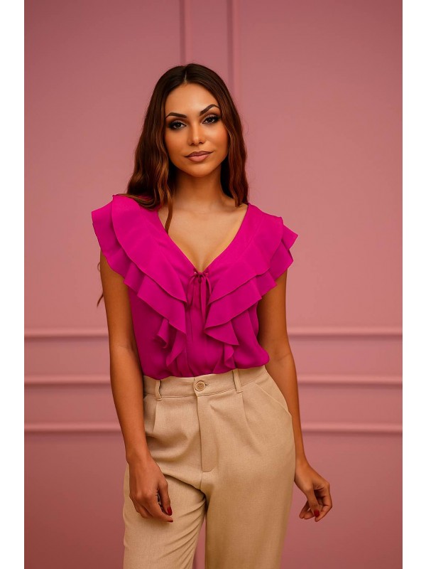 Blusa Rosa com Babados Feminina - GG