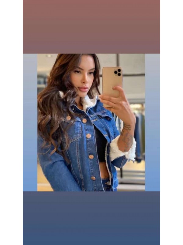 Jaqueta Jeans com Forro Acolchoado - Tamanho G