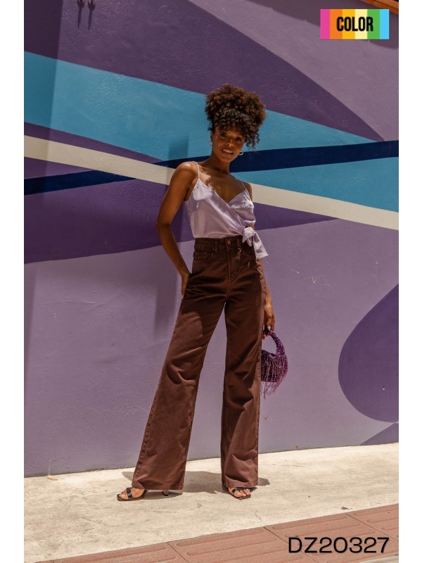 Calça Pantalona Marrom Casual - Tamanho 36