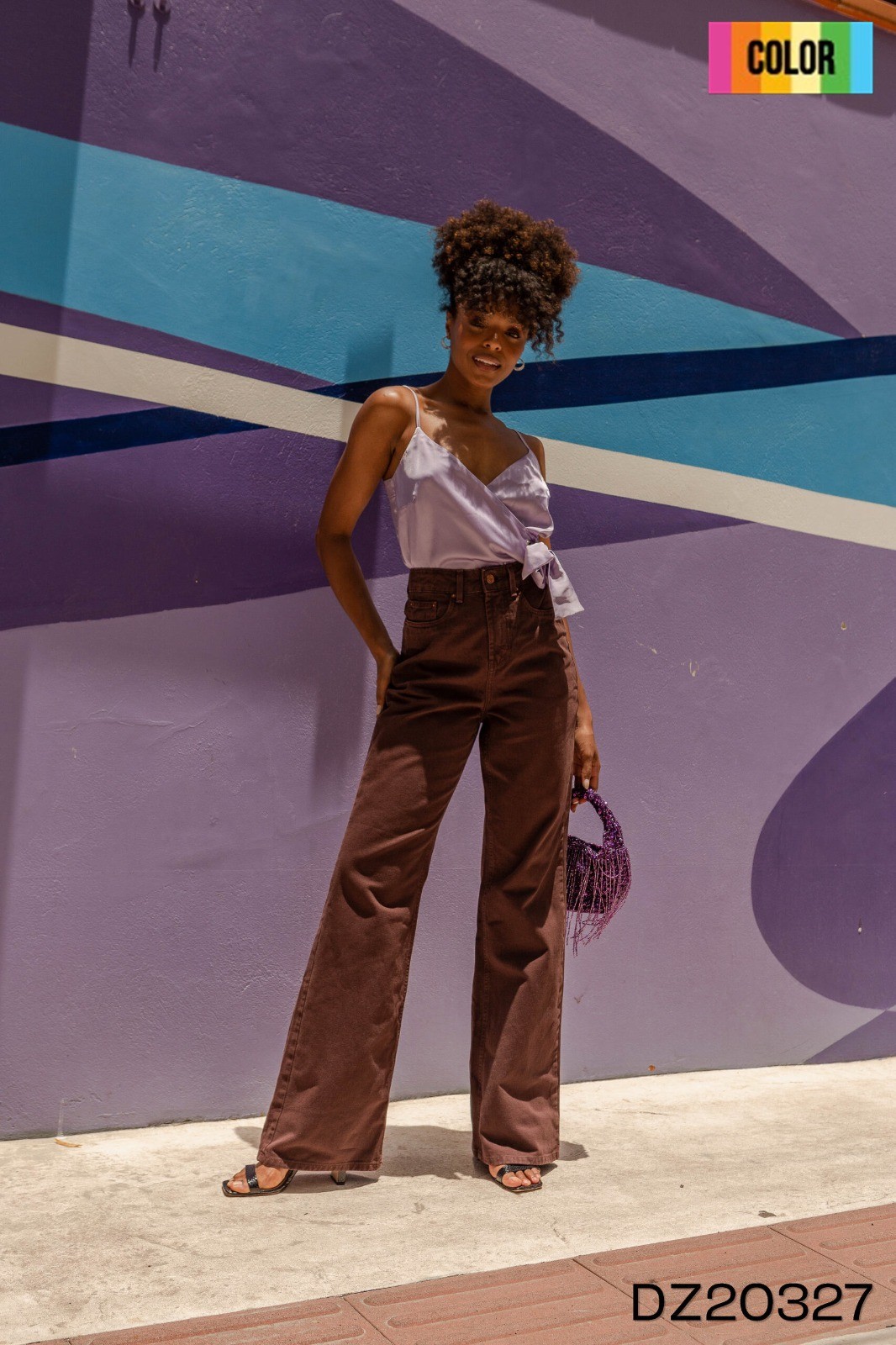 Calça Pantalona Marrom Casual - Tamanho 36
