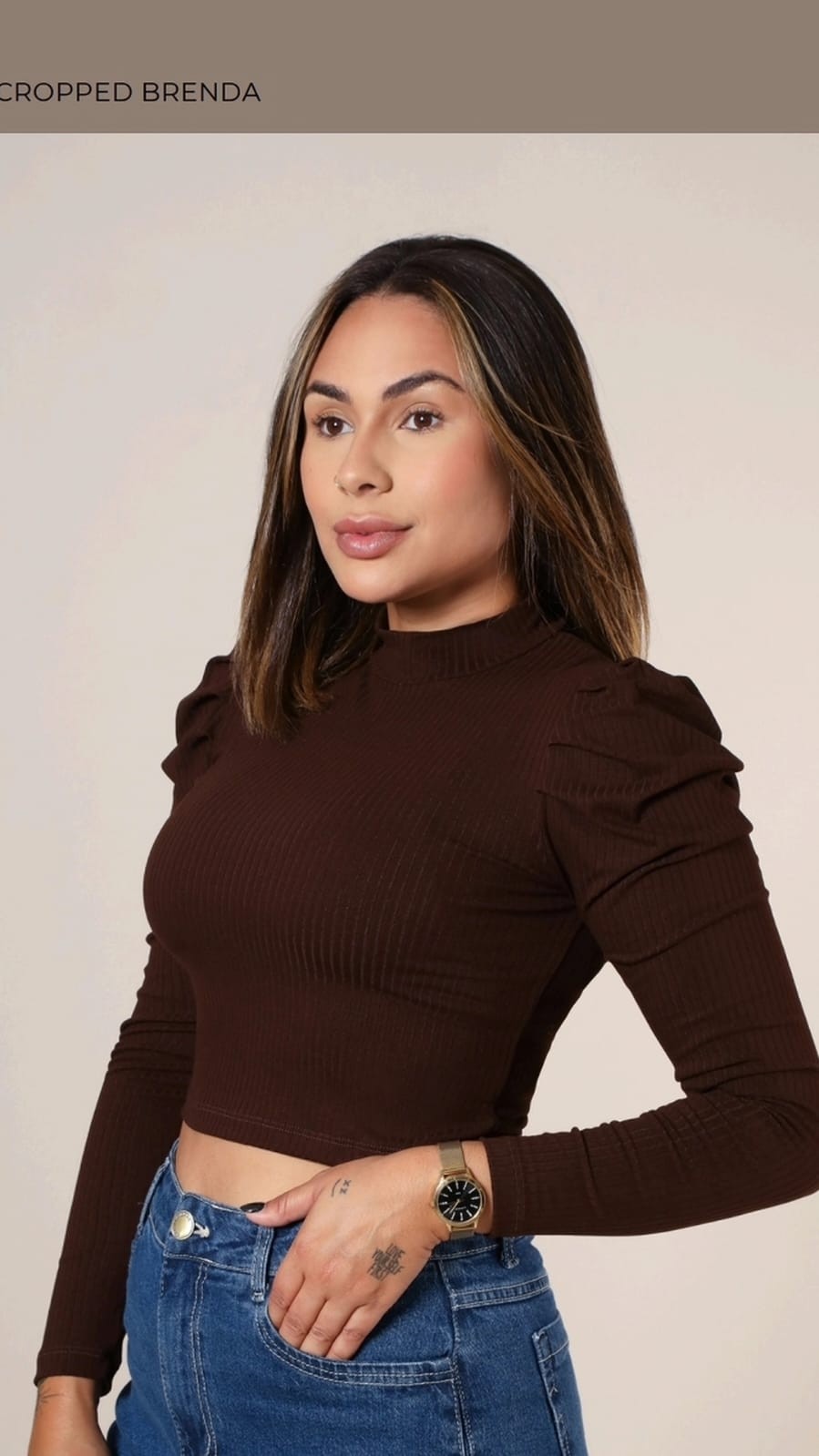 Cropped Brenda - Manga Longa - Tamanho G