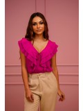 Blusa Rosa com Babados Feminina - GG