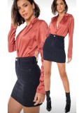 Blusa Social de Cetim Marsala - Tamanho 38