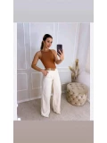 Calça Pantalona Off White em Linho